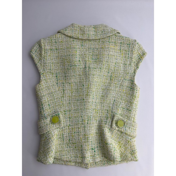 Vintage Luisa Spagnoli Women's Sleeveless Tweed Vest Green Size 40 Preppy Plaid - Picture 9 of 9